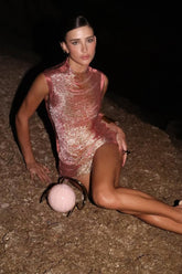 Robe de soirée rose bandage de haute qualité