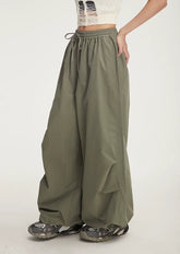 Pantalon palazzo à cordon de serrage bouffant
