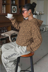 Leopard Print Oversized Pullover Hoodie
