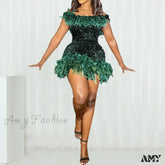 Fashion Women’s Sexy Lace Up Short Sleeve Evening Party Mini Dew Shoulder Halter Neck Solid Color