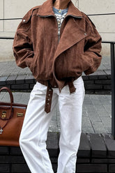 Veste courte et ample Maillard Brown