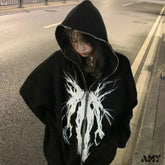 Harajuku Cartoon Gothic Vintage Kawaii Plus Size Zipper Hoodie