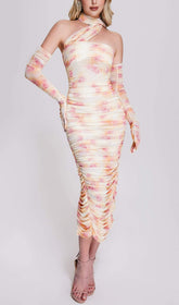 Robe midi en maille froncée Sharla