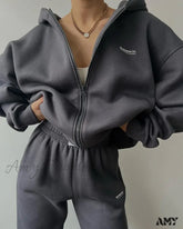 Solid Color Autumn Sportswear Hooded Oversized Pullover Hoodie