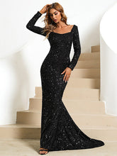 Robe de soirée longue à manches longues et queue de poisson