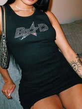 Robe à bretelles en strass chauds