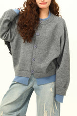 Cardigan deux pièces uni style rétro américain