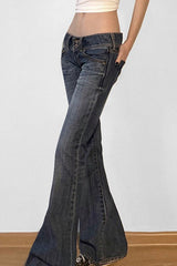 Jean évasé stretch taille basse chic et tendance