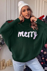 Pull festif à col montant et manches chauve-souris amples