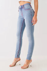 Washed Mid Rise Embroidered Jeans