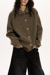 Cardigan rétro ample en maille à col boutonné