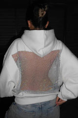 Sweat à capuche zippé ample à imprimé léopard rétro