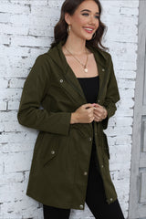 Trench-coat mi-long à capuche et ceinture à nouer à la taille