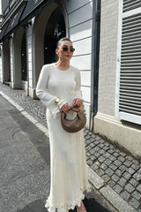 Ruffled Long Sleeve Bodycon Maxi Dress