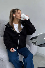 Sweat à capuche ample de couleur unie, style streetwear