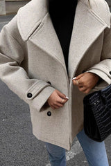 Cropped Wool Blend Oversized Coat