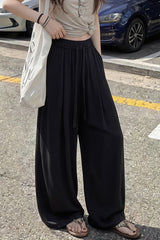 Linen Draped Wide Leg Curved Pants