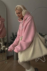 Sweat à capuche court ample brodé