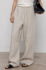 Linen Relaxed Draped Wide Leg Pants