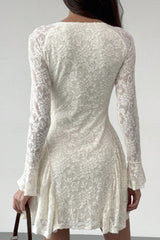 Elegant Tie Waist Lace Dress