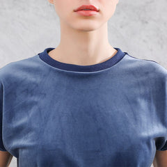 T-shirt décontracté en velours doublé de maille
