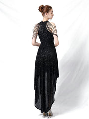 Robe de soirée mi-longue cintrée et ajustée 