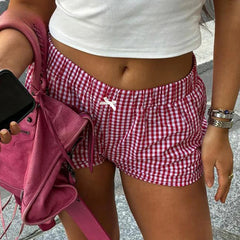 Short en maille à pois noirs