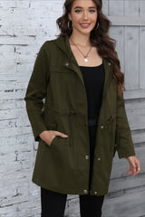 Trench-coat mi-long à capuche et ceinture à nouer à la taille
