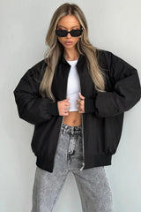 Veste bomber ample en coton à fermeture éclair
