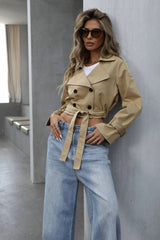 Veste courte décontractée à double boutonnage chic