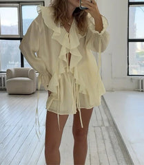 Ensemble deux pièces short et top à volants
