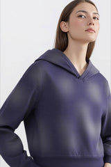 Sweat à capuche court vintage délavé