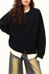 Cardigan deux pièces uni style rétro américain