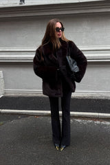 Manteau d'hiver tendance en peluche à col large en fausse fourrure de renard