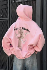 Sweat à capuche zippé ample avec imprimé au dos Sweet &amp; Spicy