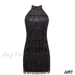1920S Vintage Great Gatsby V-Neck Sleeveless Sequin Beaded Tassel Flapper Vestidos Female Elegant