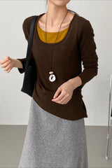 Sous-vêtement technique chic en polaire, effet deux pièces, ourlet fendu, coupe slim