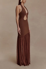 Sexy Fitted Mesh Backless Ruched Elegant Party Dress