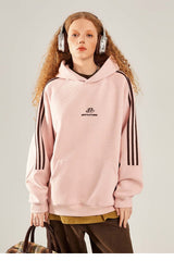 Sweat à capuche gris rayé à manches raglan