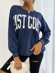 Sweat-shirt bleu à col rond 