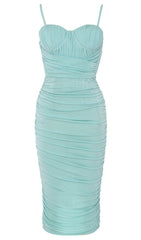 Robe corset à bretelles affinant la taille, couleur vert menthe 