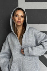 Sweat à capuche ample de couleur unie, style streetwear