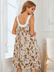 Robe de nuit imprimée à col en V, à porter à l'extérieur 