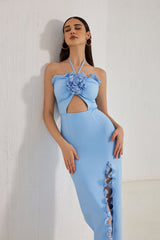 Robe Callie Peony à volants - Bleue