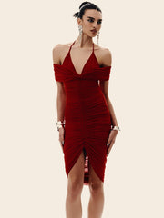 Robe mini en maille transparente à dos nu arrivant au genou