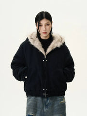 Veste bomber à capuche bordée de fourrure