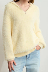 Pull à col roulé ample en fausse fourrure de vison avec fermeture éclair