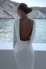 Robe de soirée cintrée haut de gamme à manches longues et dos nu