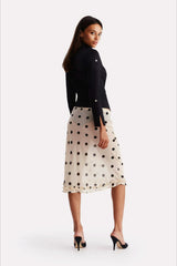 Jupe trapèze taille haute à pois