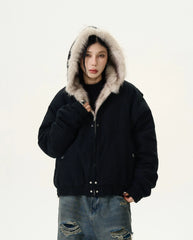 Veste bomber à capuche bordée de fourrure